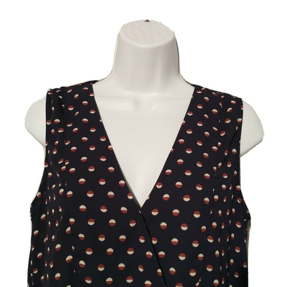 Rose & Olive Women's XS Sleeveless Sheer V Neck Blouse Red White Blue